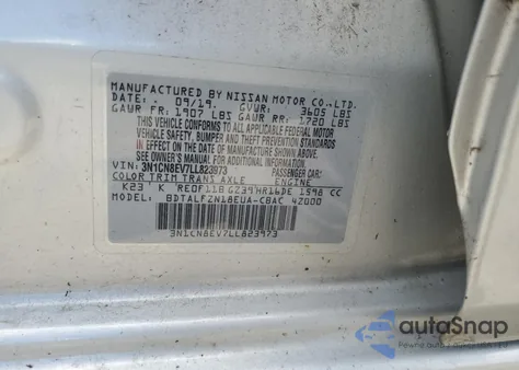 2020 Nissan Versa Sv z USA, uszkodzony, nr VIN 3N1CN8EV7LL823973